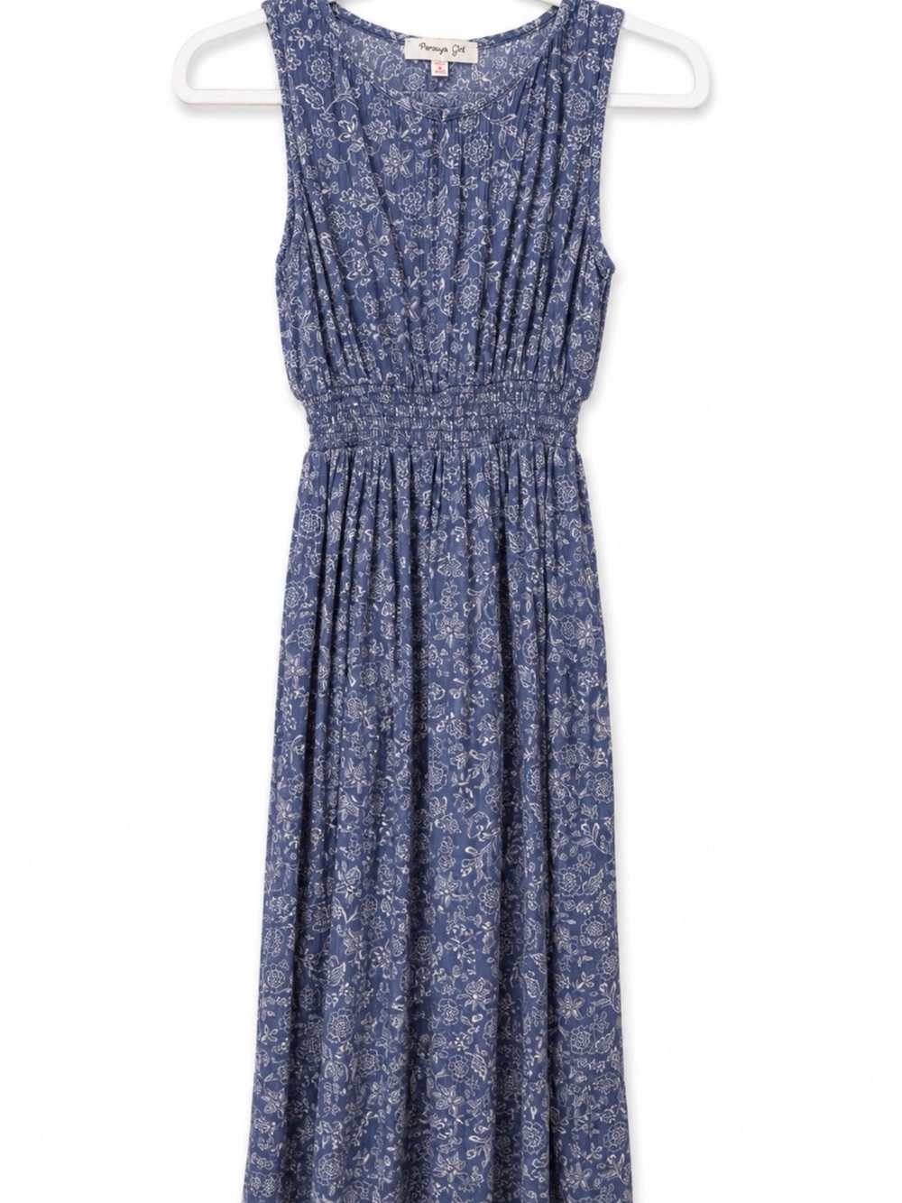 Kids Navy Floral Smocked-Waist Maxi Dress